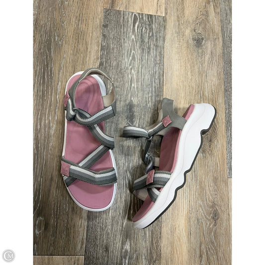 Sandals Flats By Aetrex In Grey & Pink, Size: 9.5