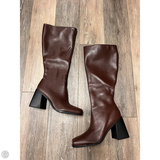 Boots Knee Heels By Princess Polly In Brown, Size: 9