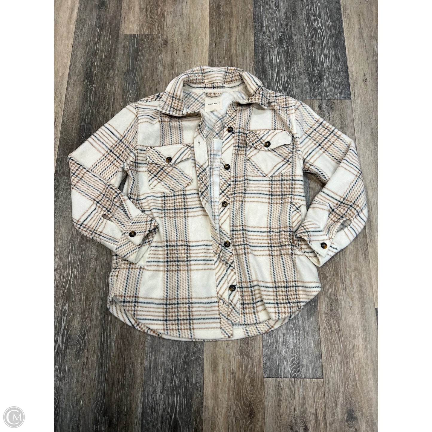 Jacket Shirt By Thread And Supply In Tan, Size: L