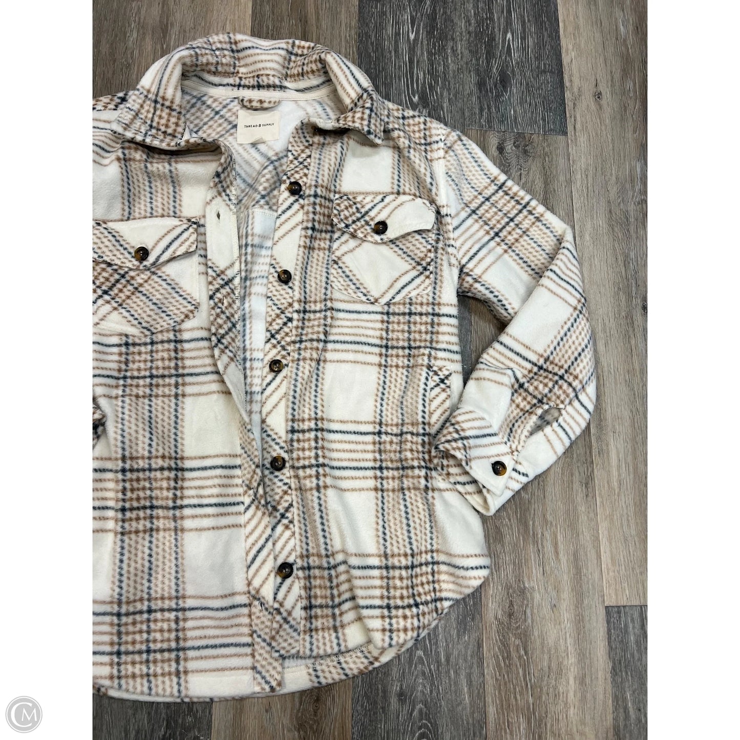 Jacket Shirt By Thread And Supply In Tan, Size: L