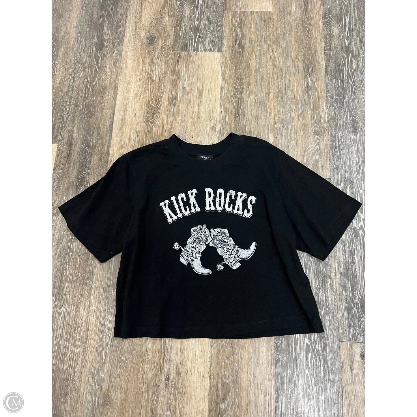 Top Short Sleeve By Zutter In Black, Size: L