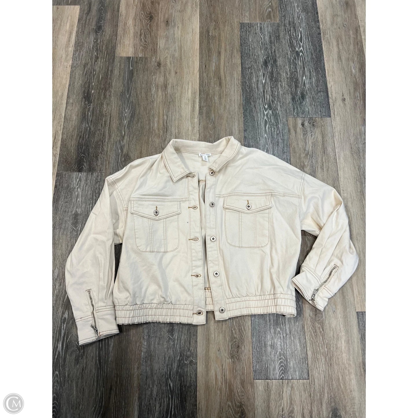 Jacket Denim By Tribal In Cream Denim, Size: L