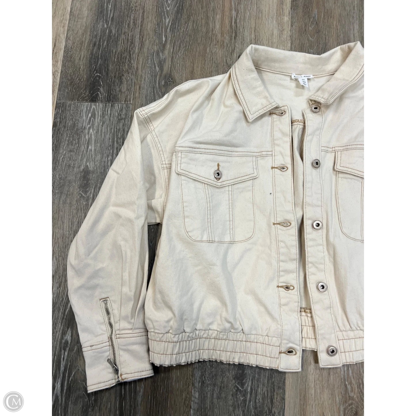 Jacket Denim By Tribal In Cream Denim, Size: L