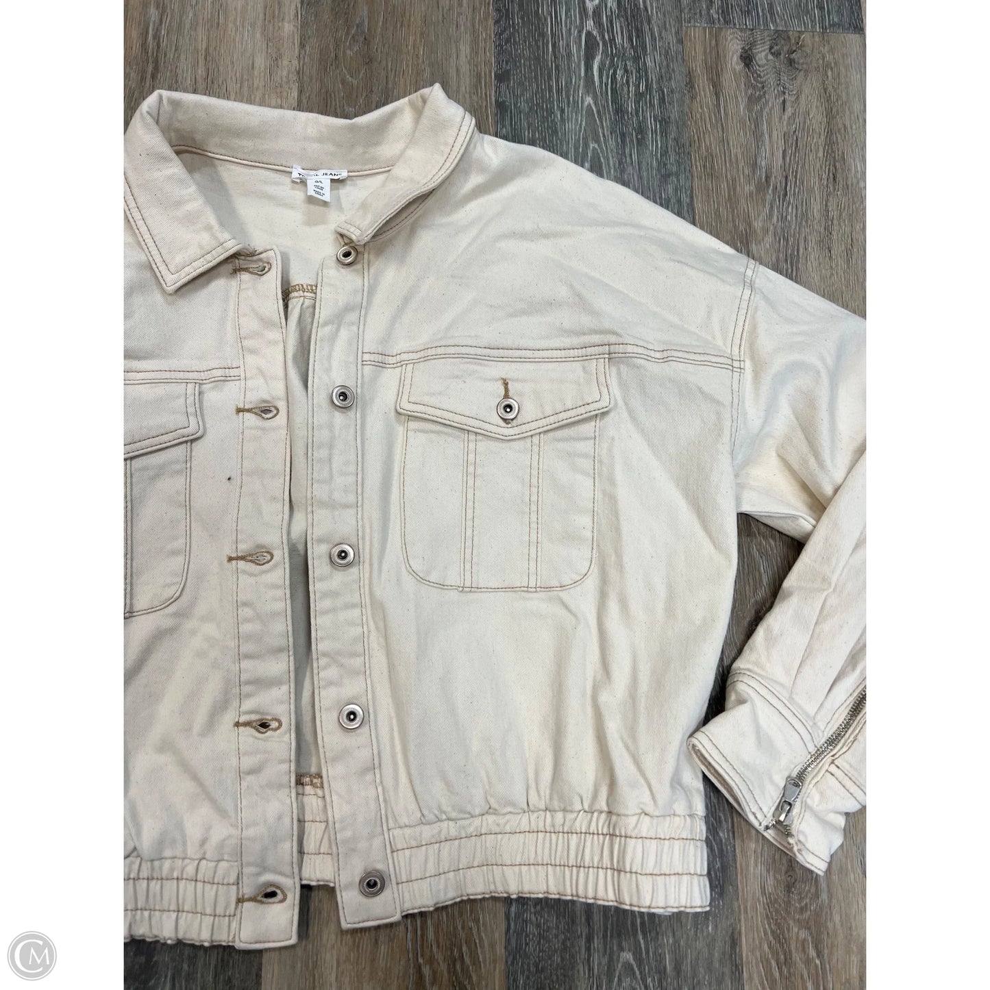 Jacket Denim By Tribal In Cream Denim, Size: L