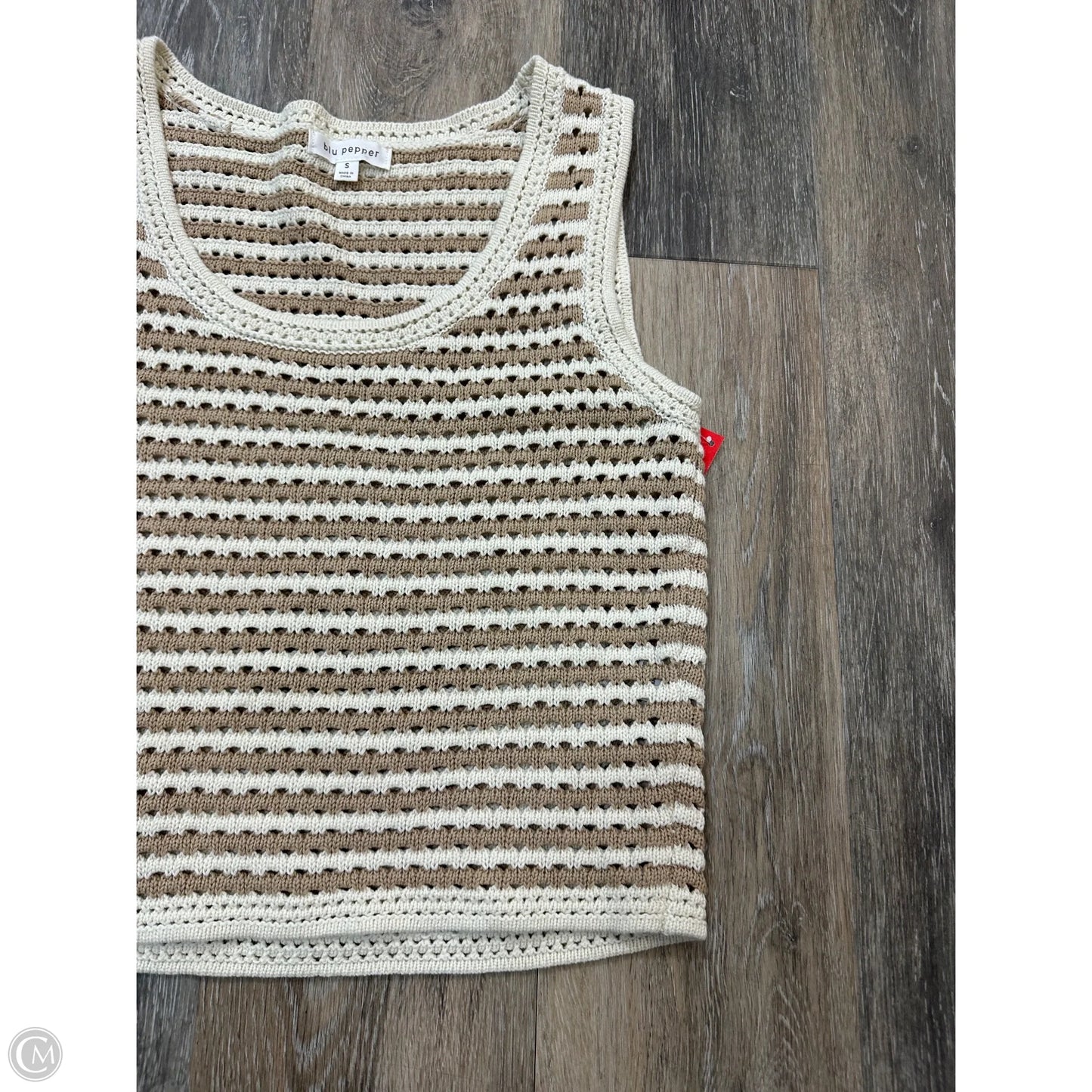 Top Sleeveless By Blu Pepper In Striped Pattern, Size: S