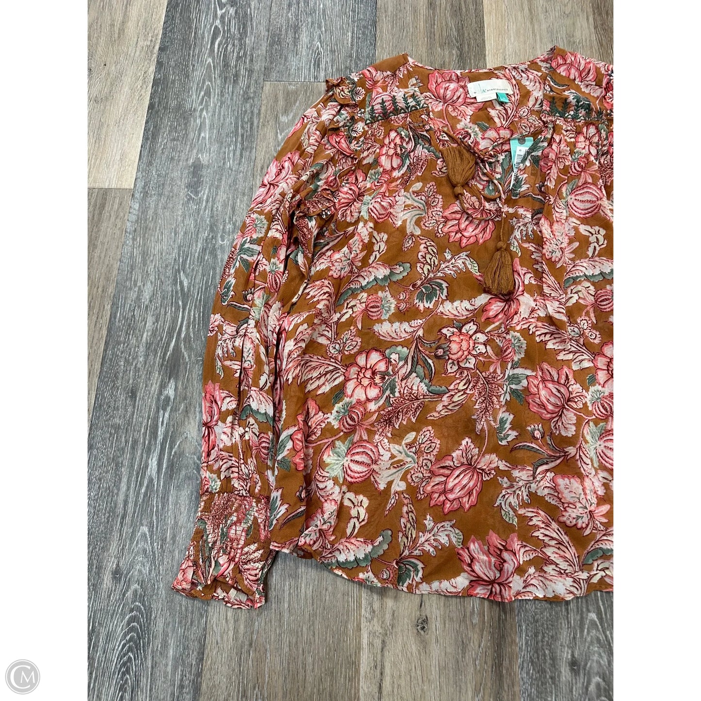 Blouse Long Sleeve By Anthropologie In Orange, Size: 1x