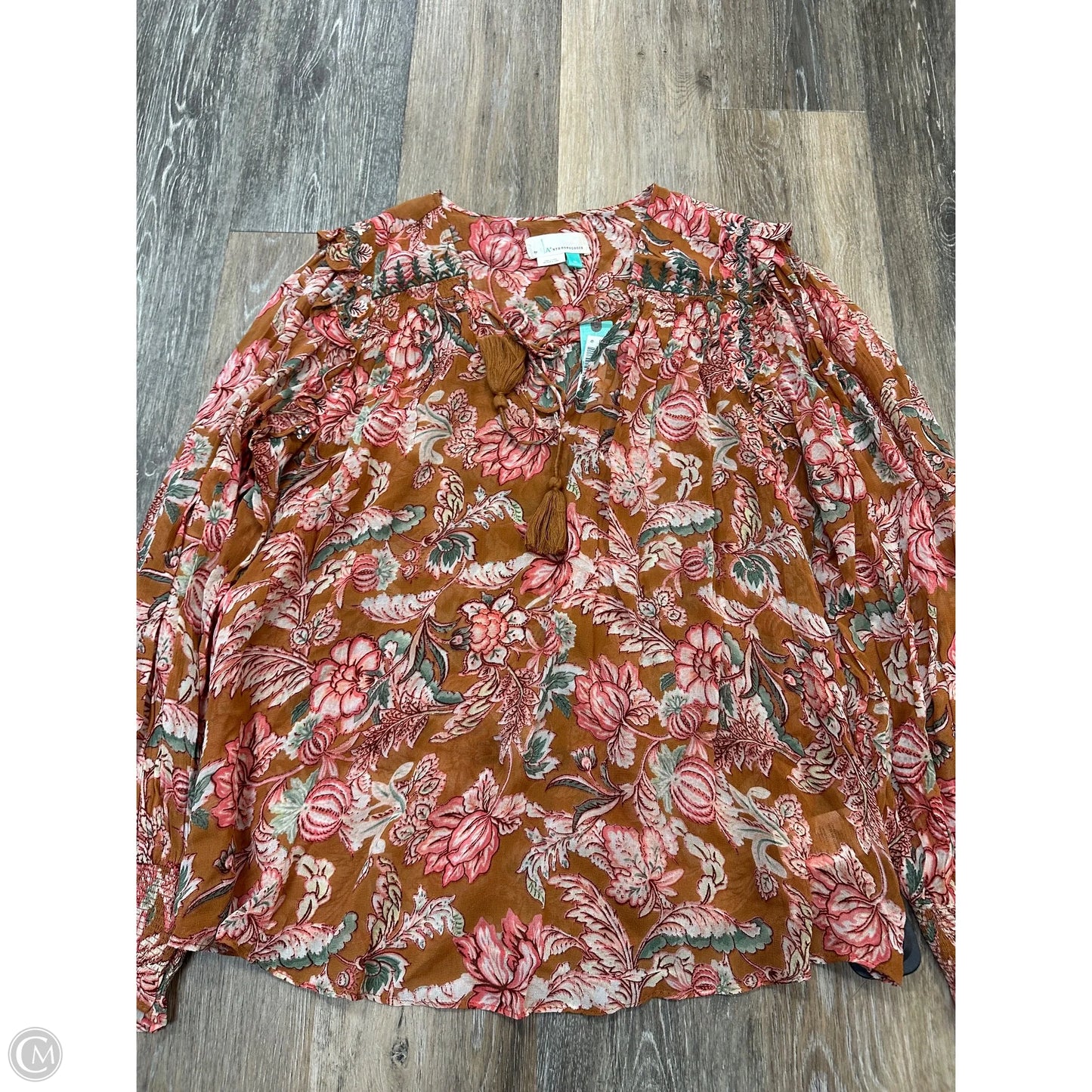 Blouse Long Sleeve By Anthropologie In Orange, Size: 1x