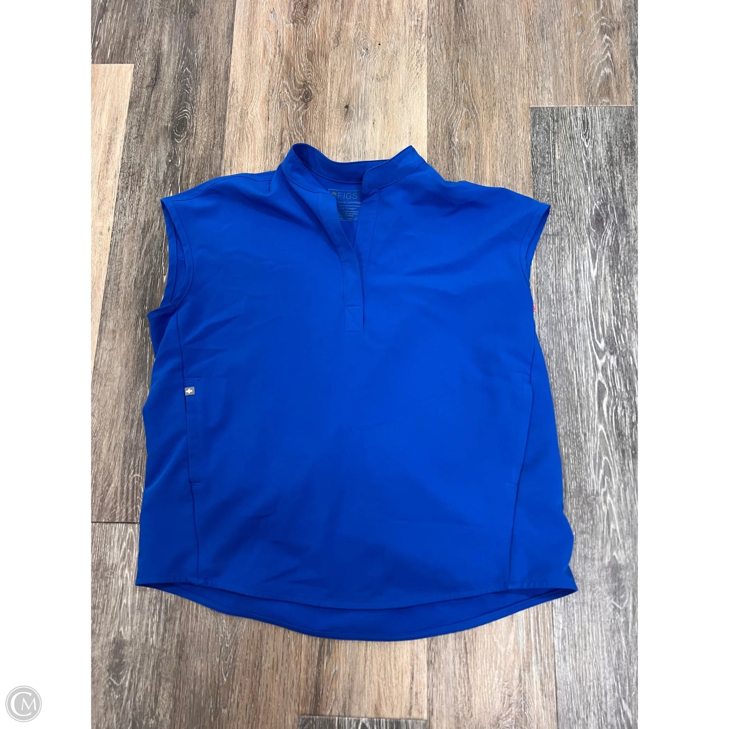 Scrub Top Short Sleeve By Figs In Blue, Size: Xs