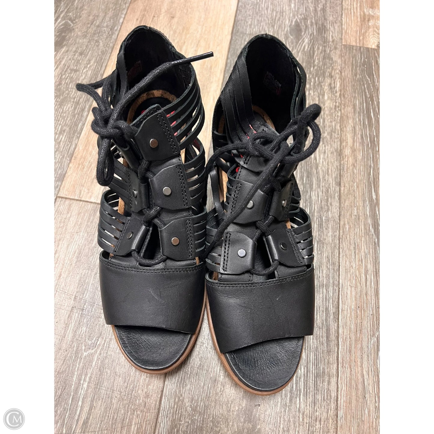 Sandals Heels Wedge By Sorel In Black, Size: 9