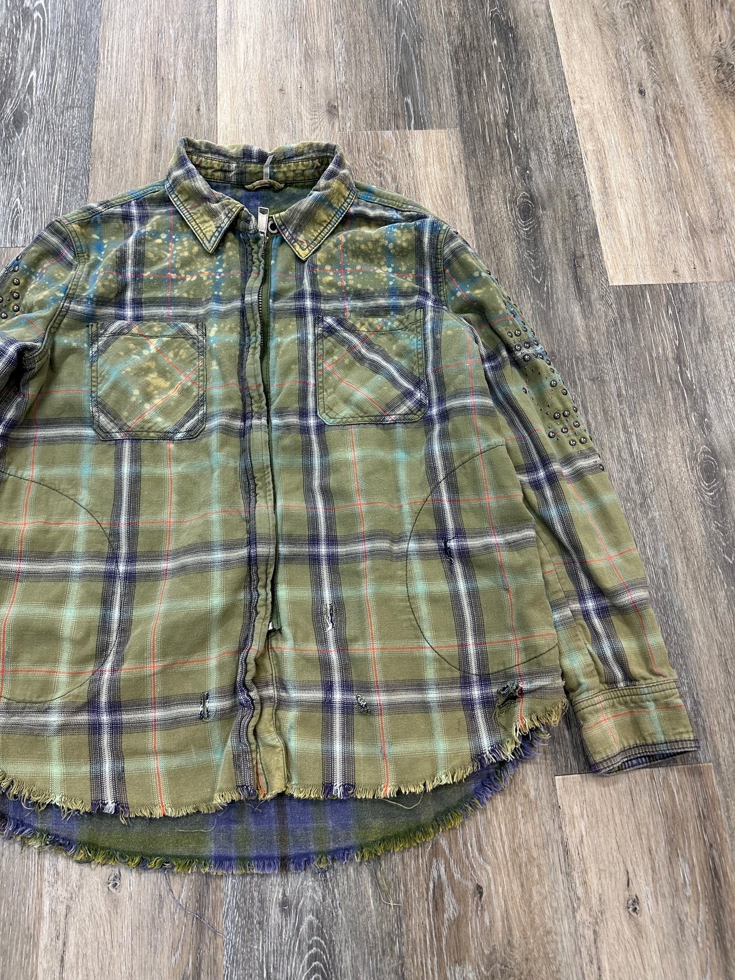 Jacket Shirt By Free People In Green, Size: S