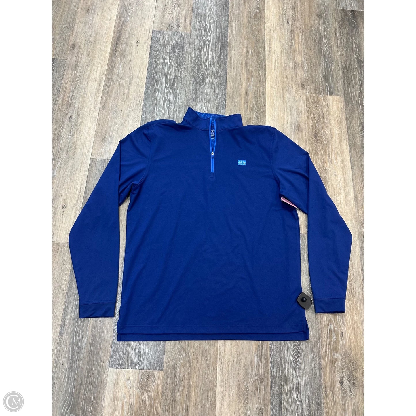 Athletic Top Long Sleeve Collar By Good Good Gold In Blue, Size: L