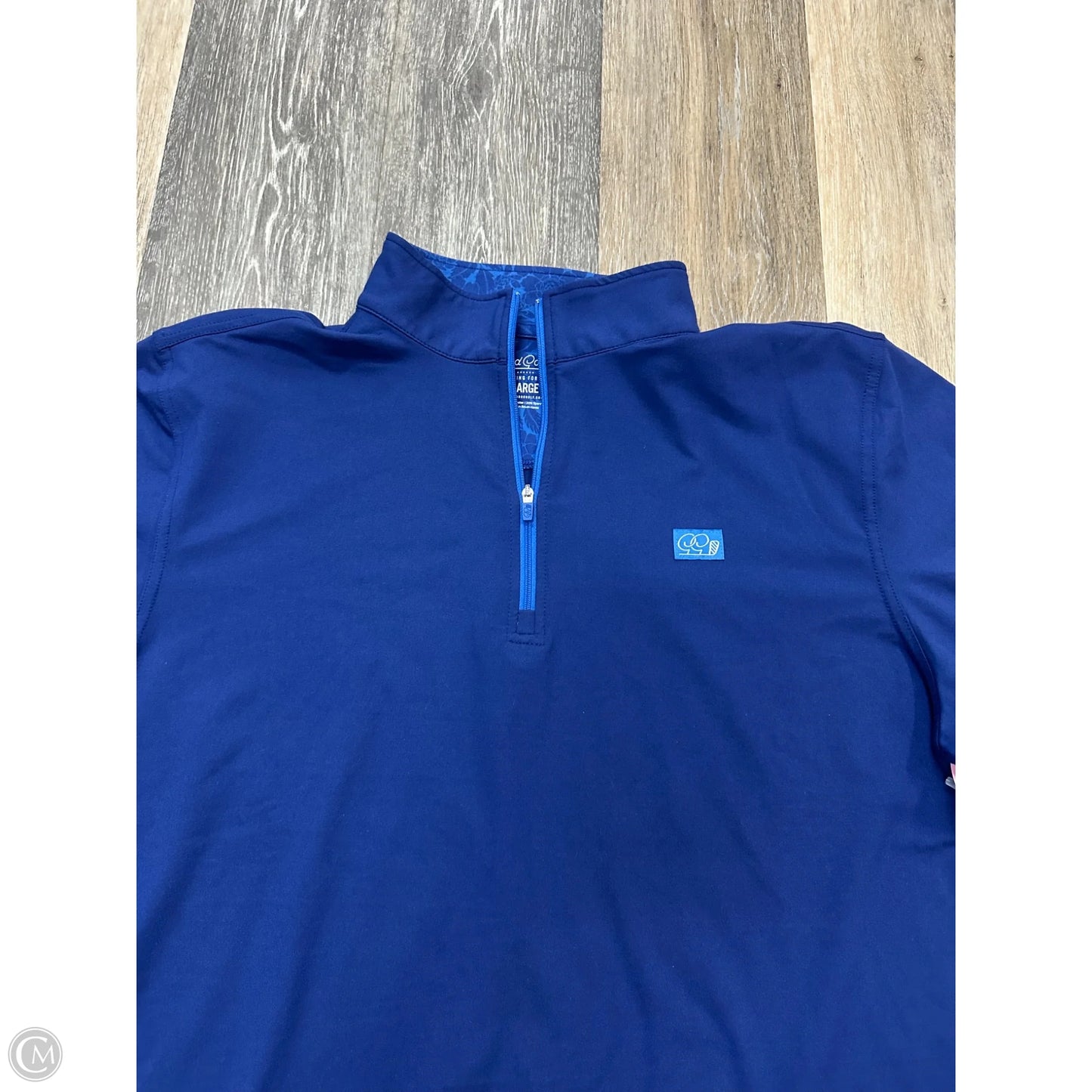 Athletic Top Long Sleeve Collar By Good Good Gold In Blue, Size: L