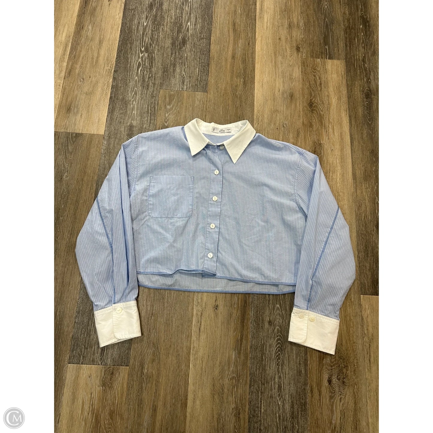Blouse Long Sleeve By Mng In Blue, Size: L