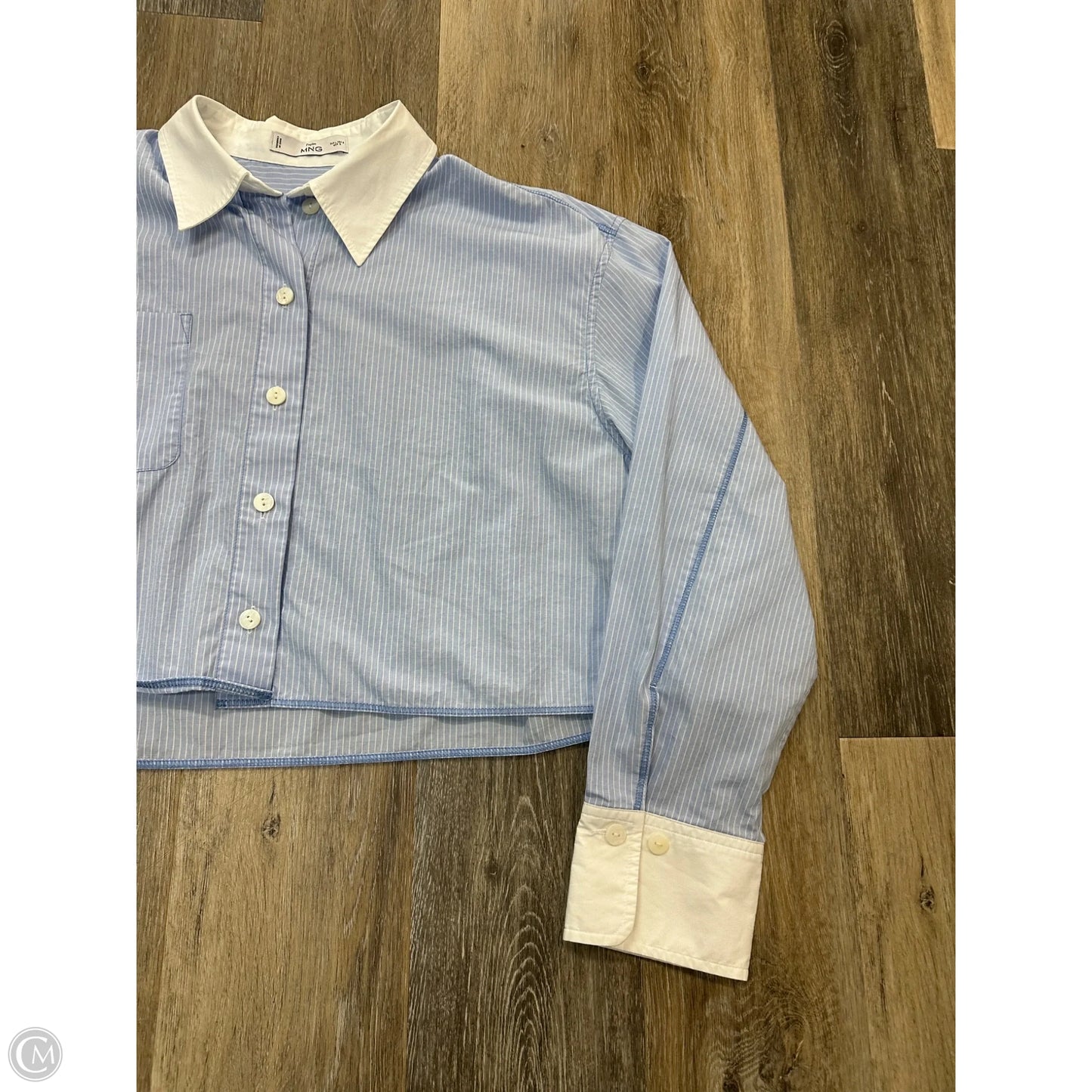 Blouse Long Sleeve By Mng In Blue, Size: L