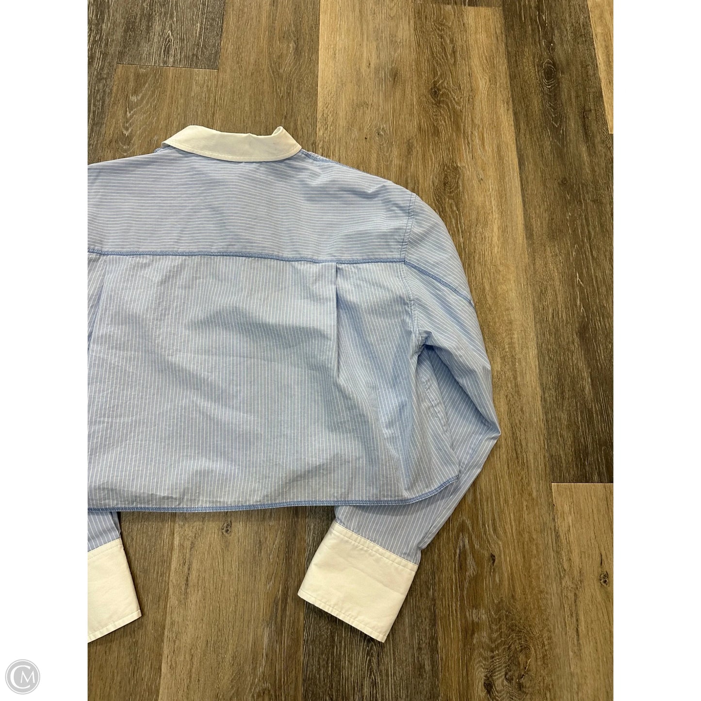 Blouse Long Sleeve By Mng In Blue, Size: L