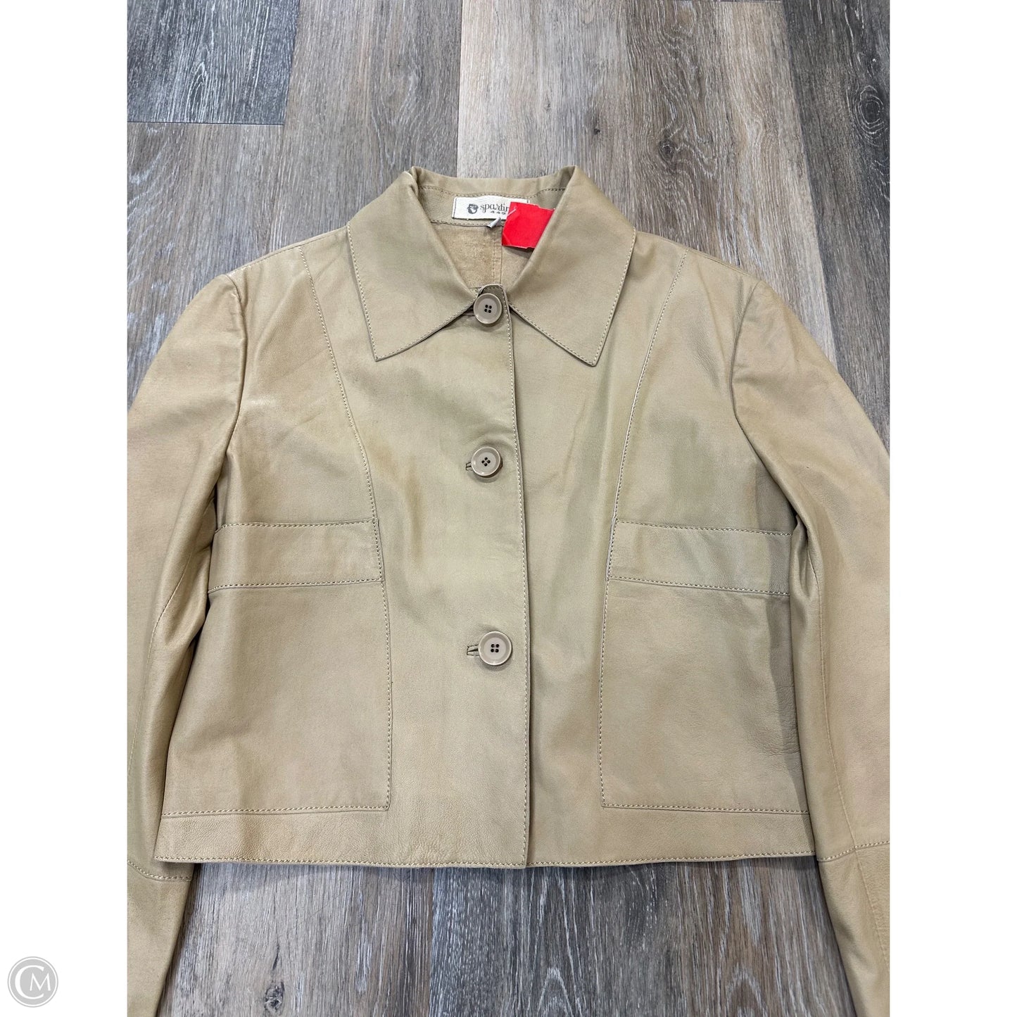 Jacket Leather By Spartina In Beige, Size: S