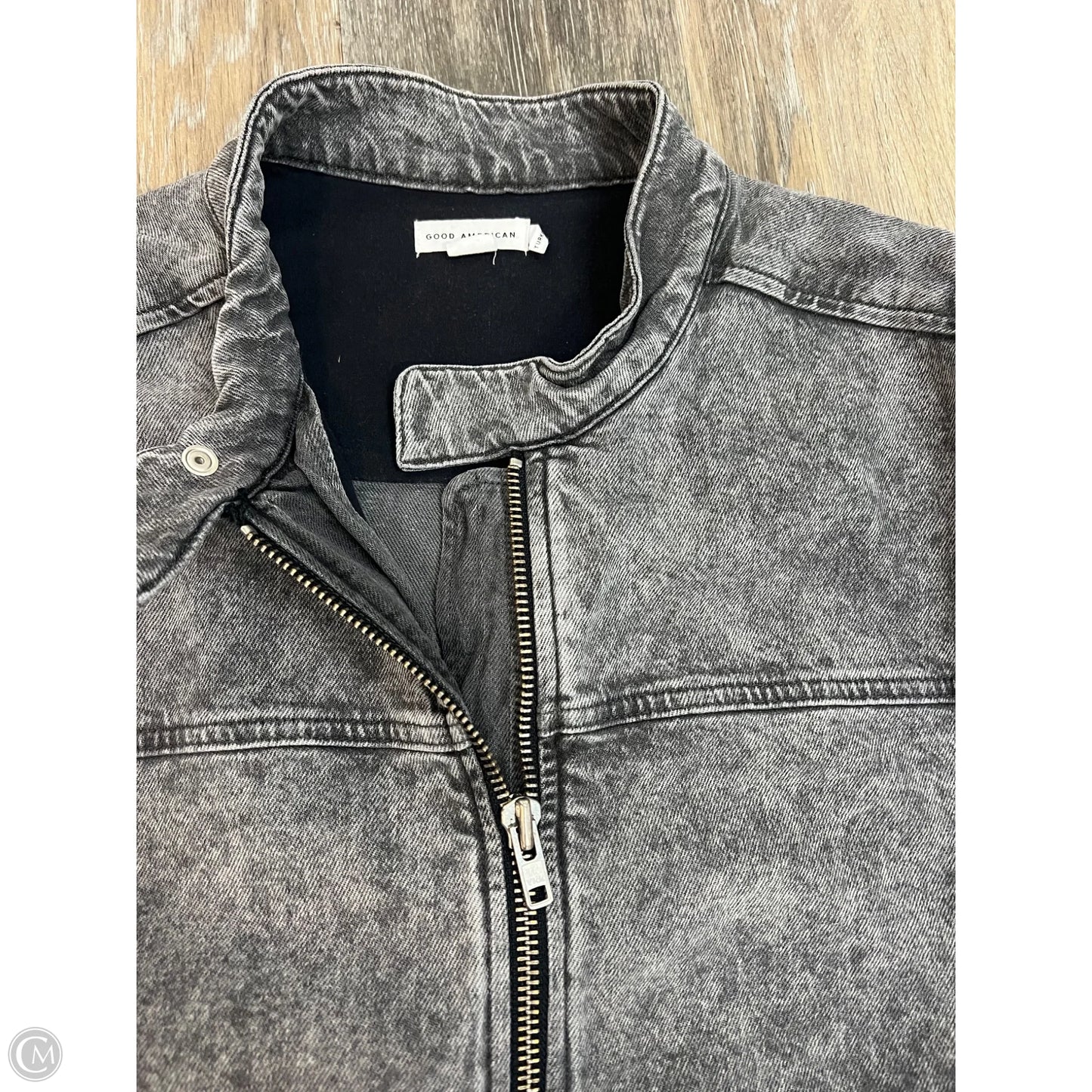 Jacket Denim By Good American In Black Denim, Size: L