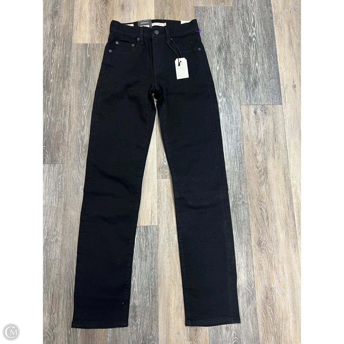 Jeans Straight By Levis In Black Denim, Size: 1/25