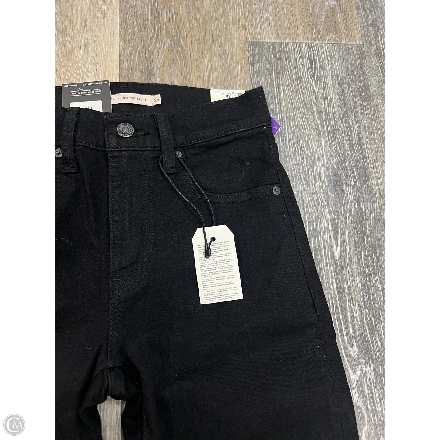 Jeans Straight By Levis In Black Denim, Size: 1/25