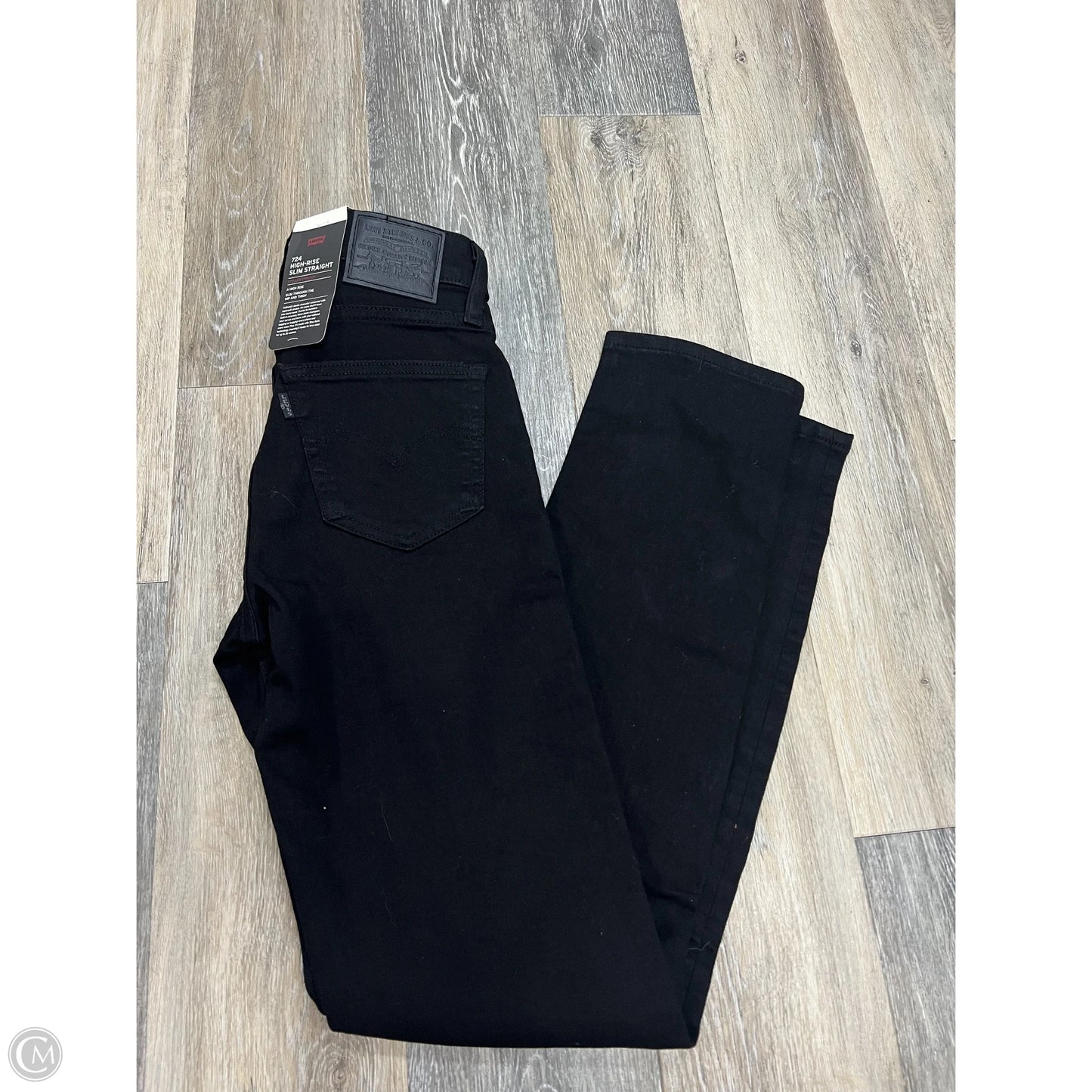 Jeans Straight By Levis In Black Denim, Size: 1/25