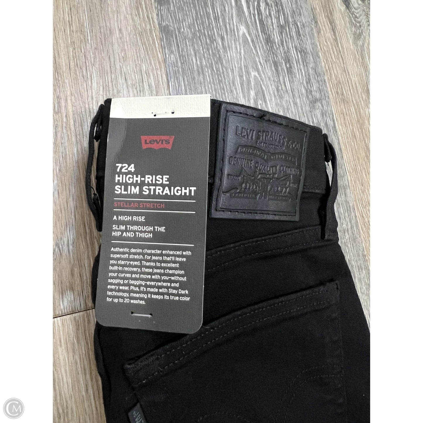 Jeans Straight By Levis In Black Denim, Size: 1/25