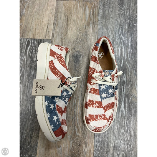 Shoes Flats By Ariat In Blue Red & White, Size: 7