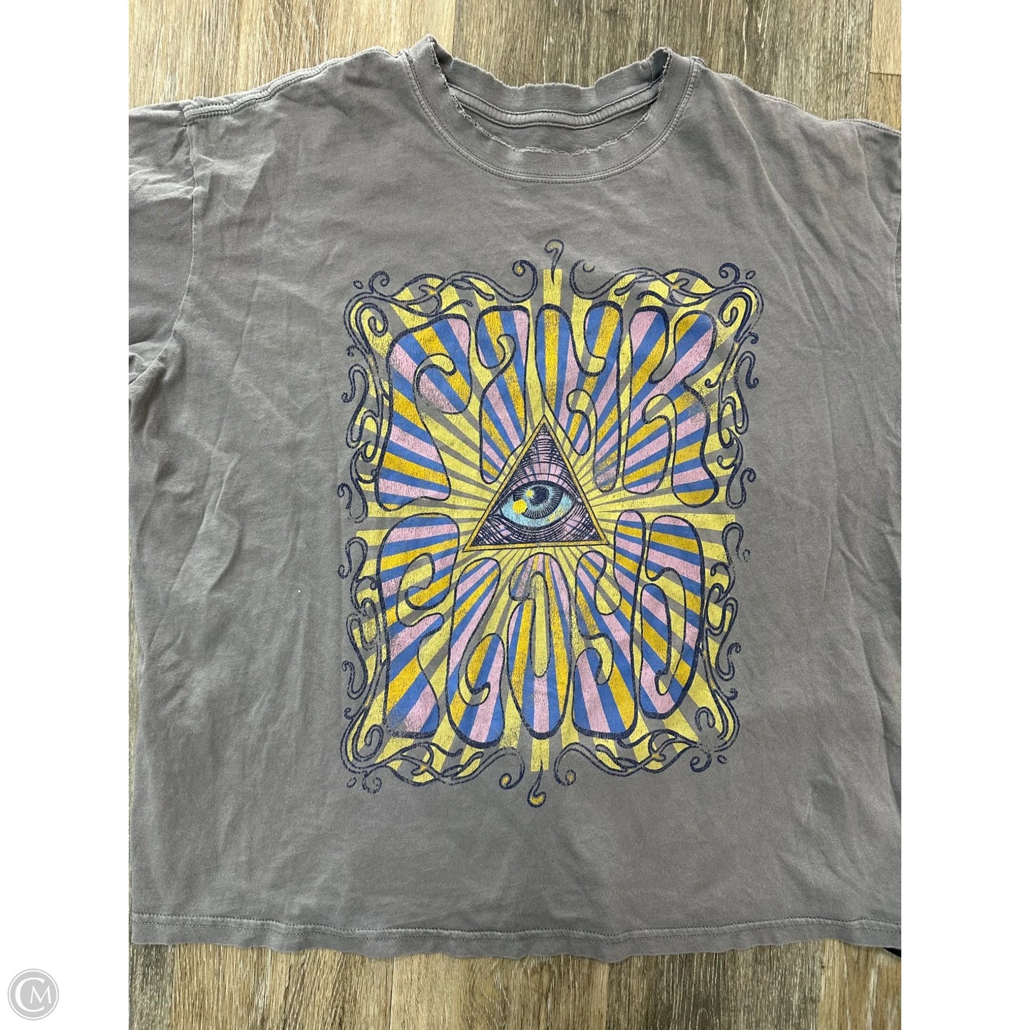 Top Short Sleeve By Pink Floyd In Grey, Size: L