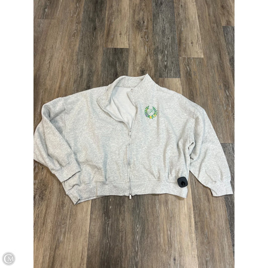 Athletic Sweatshirt Collar By Pink In Grey, Size: Xxl