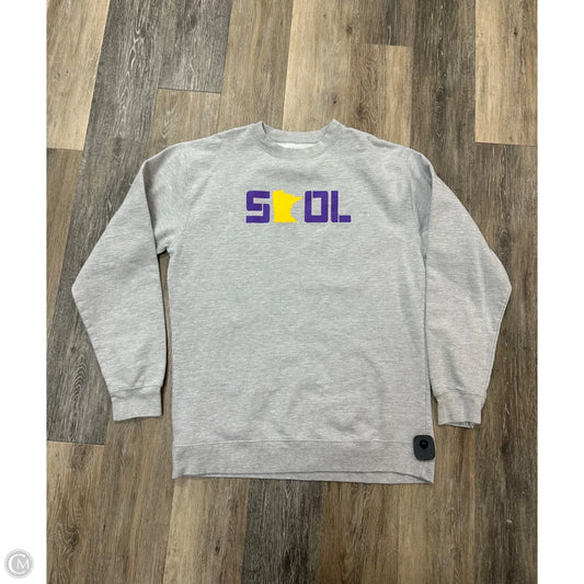 Athletic Sweatshirt Hoodie By Vikings In Grey, Size: 2x