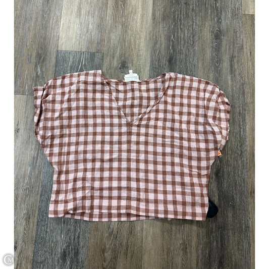 Top Short Sleeve By Lou And Grey In Plaid Pattern, Size: Xs