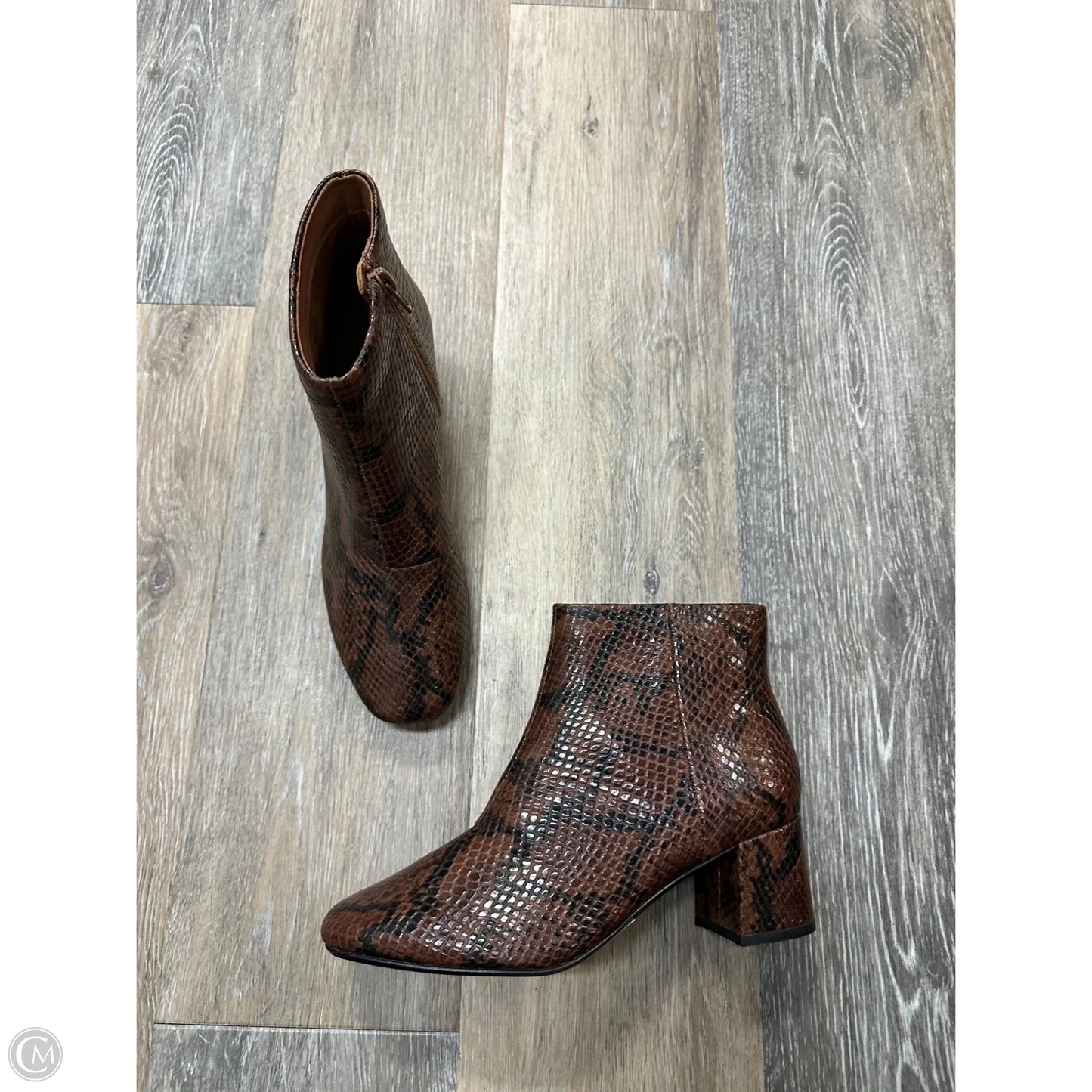 Boots Ankle Heels By Clarks In Snakeskin Print, Size: 6