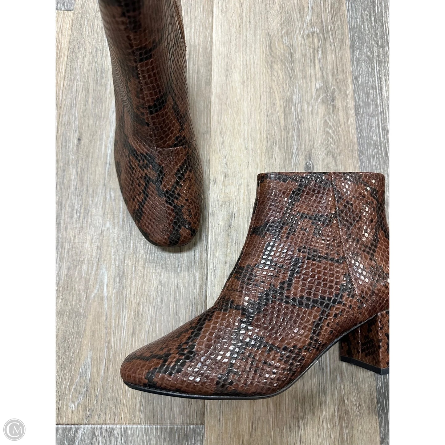 Boots Ankle Heels By Clarks In Snakeskin Print, Size: 6