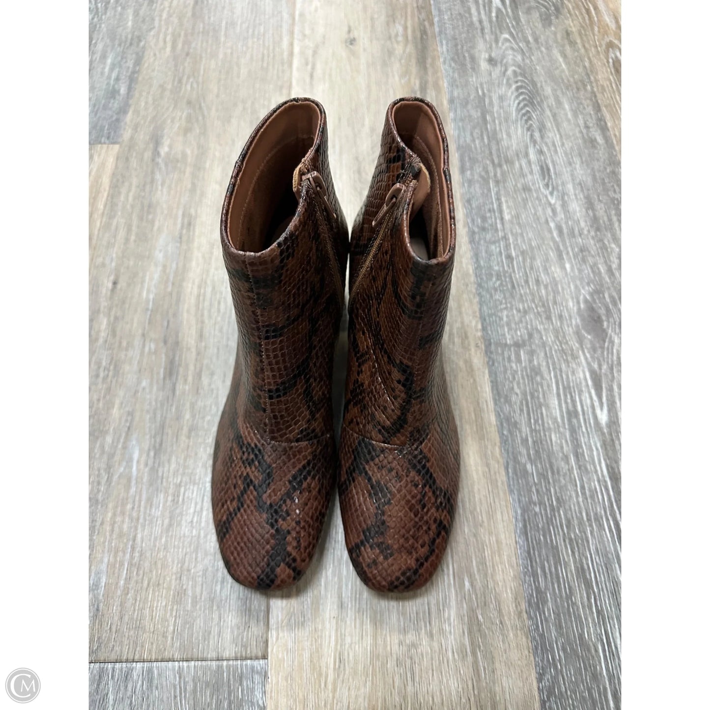 Boots Ankle Heels By Clarks In Snakeskin Print, Size: 6