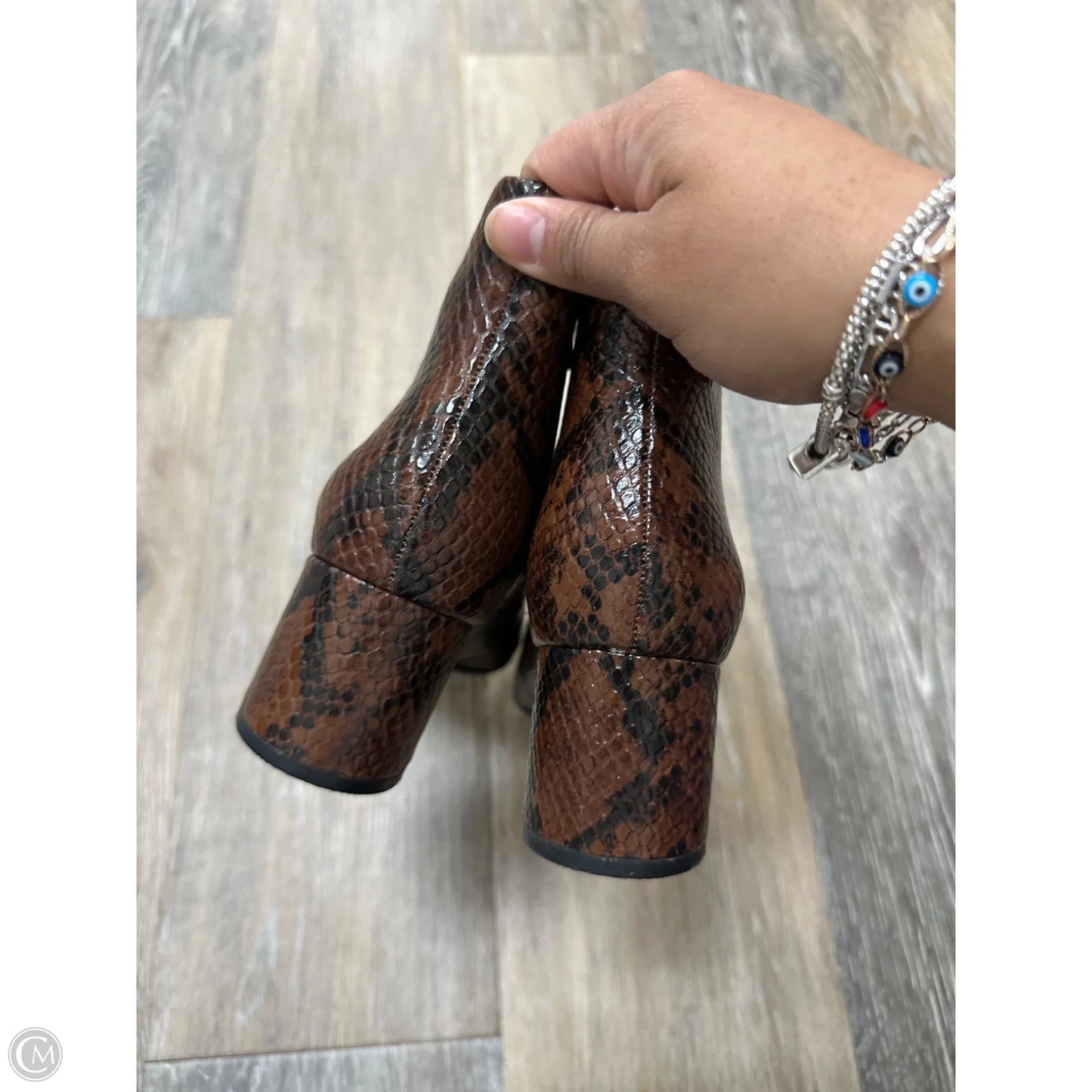 Boots Ankle Heels By Clarks In Snakeskin Print, Size: 6