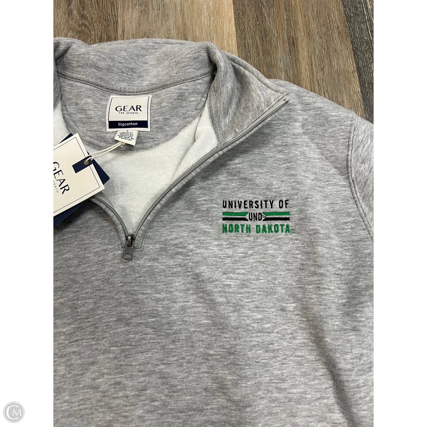 Athletic Sweatshirt Collar By Cmc In Grey, Size: L