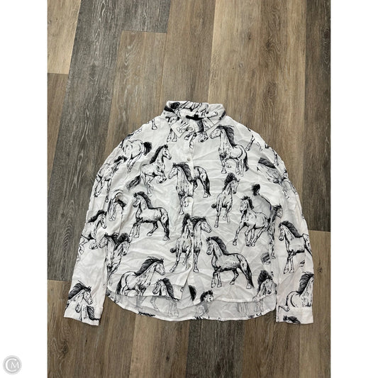 Blouse Long Sleeve By Jane And Delancey In White, Size: L