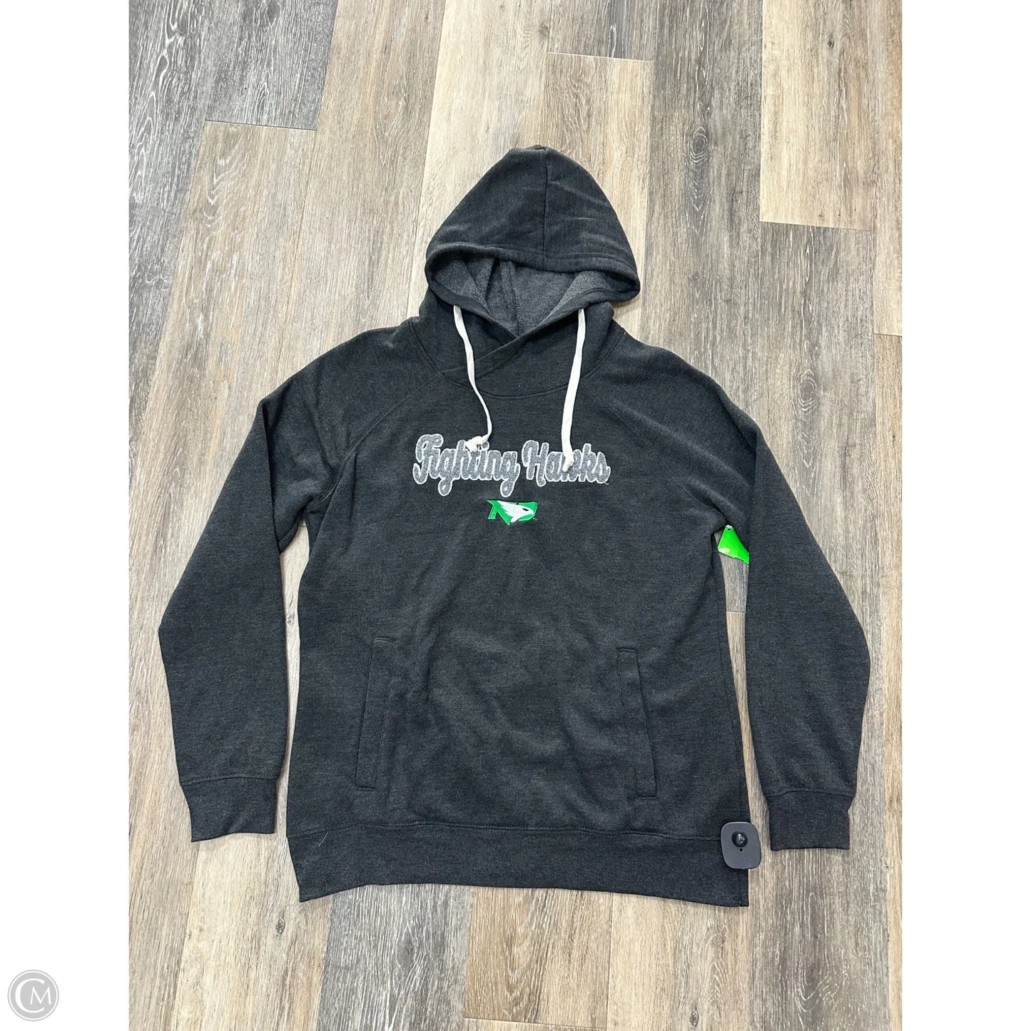 Athletic Sweatshirt Hoodie By Captivating In Grey, Size: L