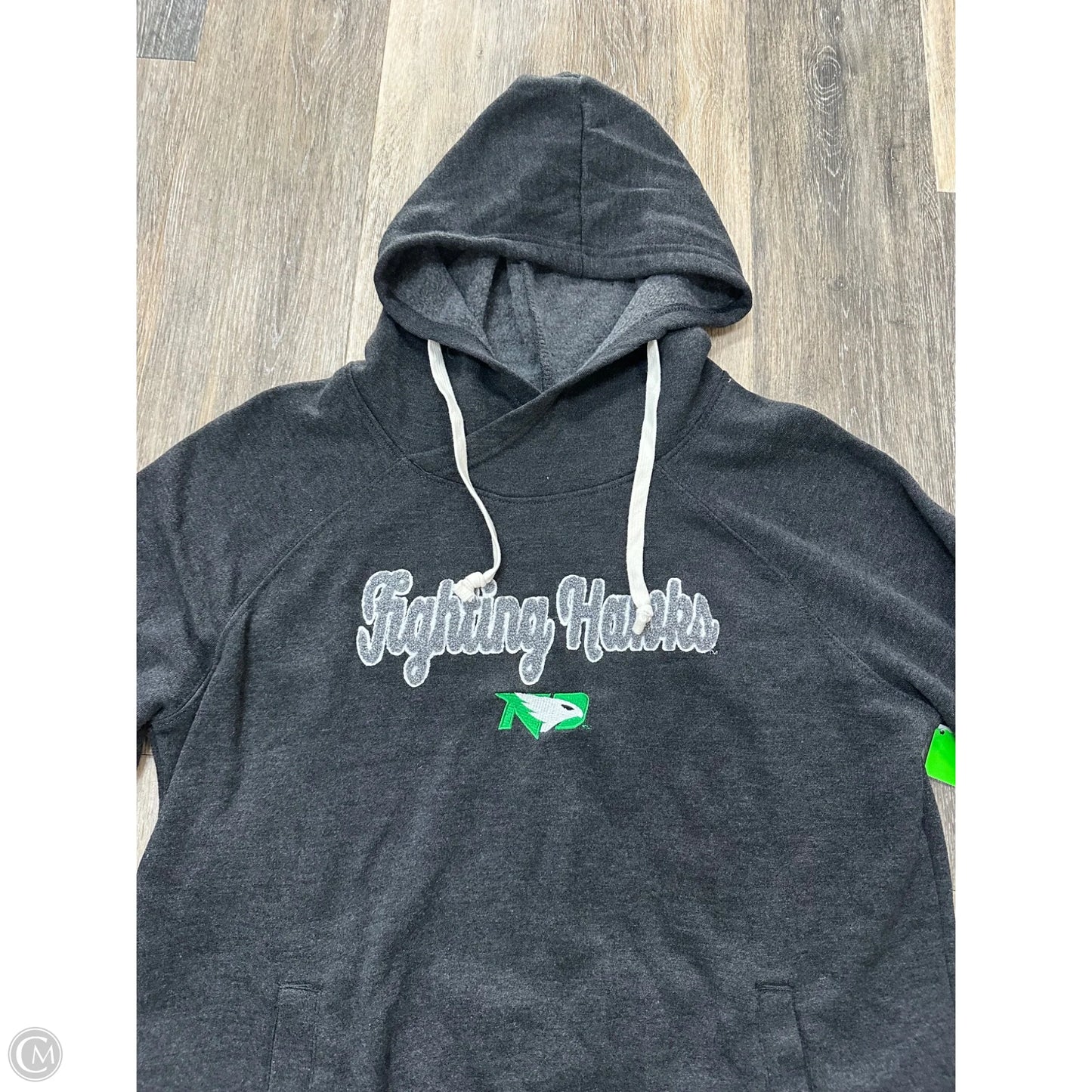 Athletic Sweatshirt Hoodie By Captivating In Grey, Size: L