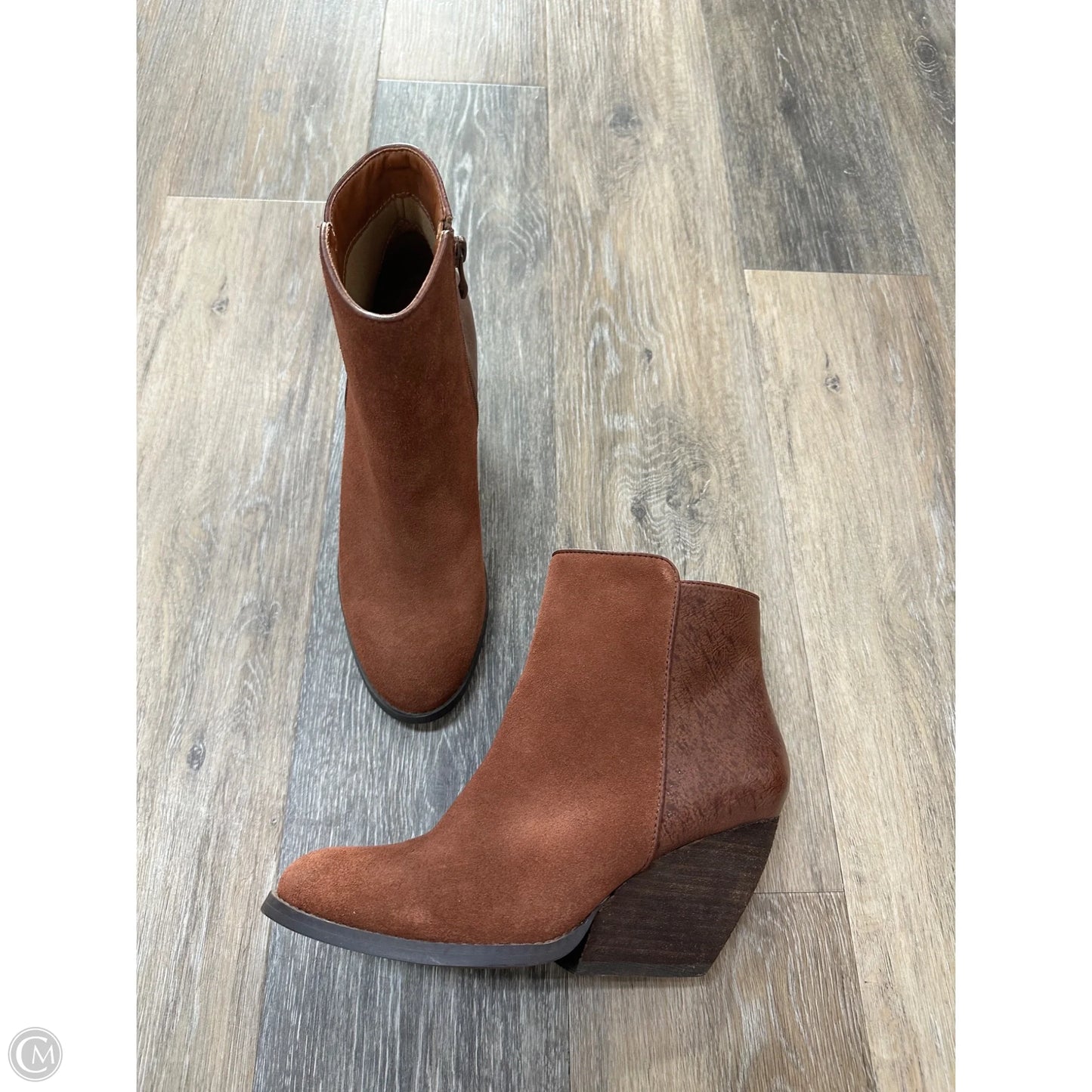 Boots Ankle Heels By Very Volatile In Brown, Size: 9