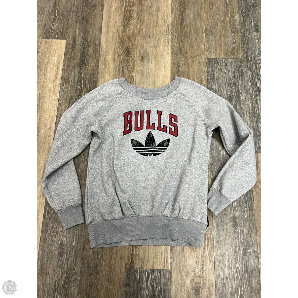 Athletic Sweatshirt Crewneck By Adidas In Grey, Size: M