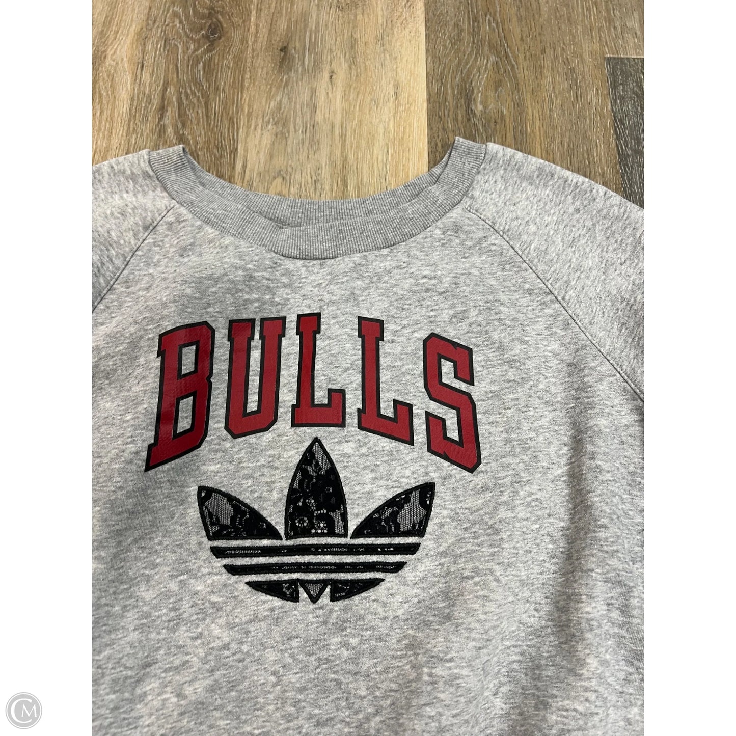 Athletic Sweatshirt Crewneck By Adidas In Grey, Size: M