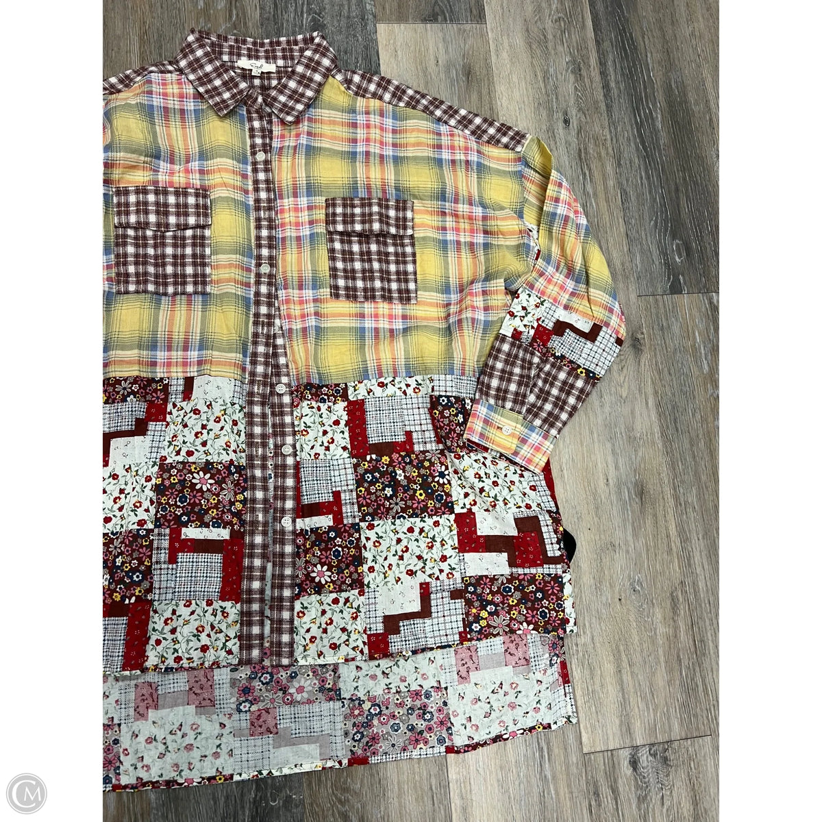 Blouse Long Sleeve By Easel In Plaid Pattern, Size: S