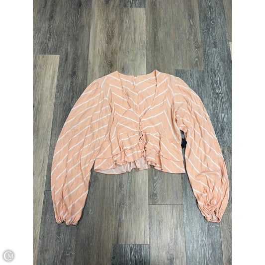 Blouse Long Sleeve By Free People In Orange, Size: L