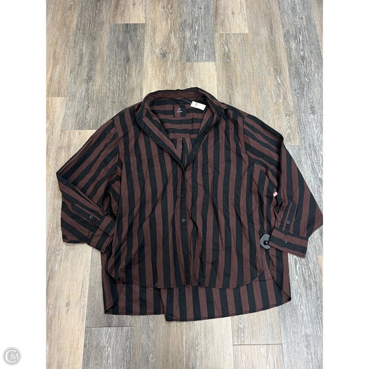 Blouse Long Sleeve By Aerie In Striped Pattern, Size: L