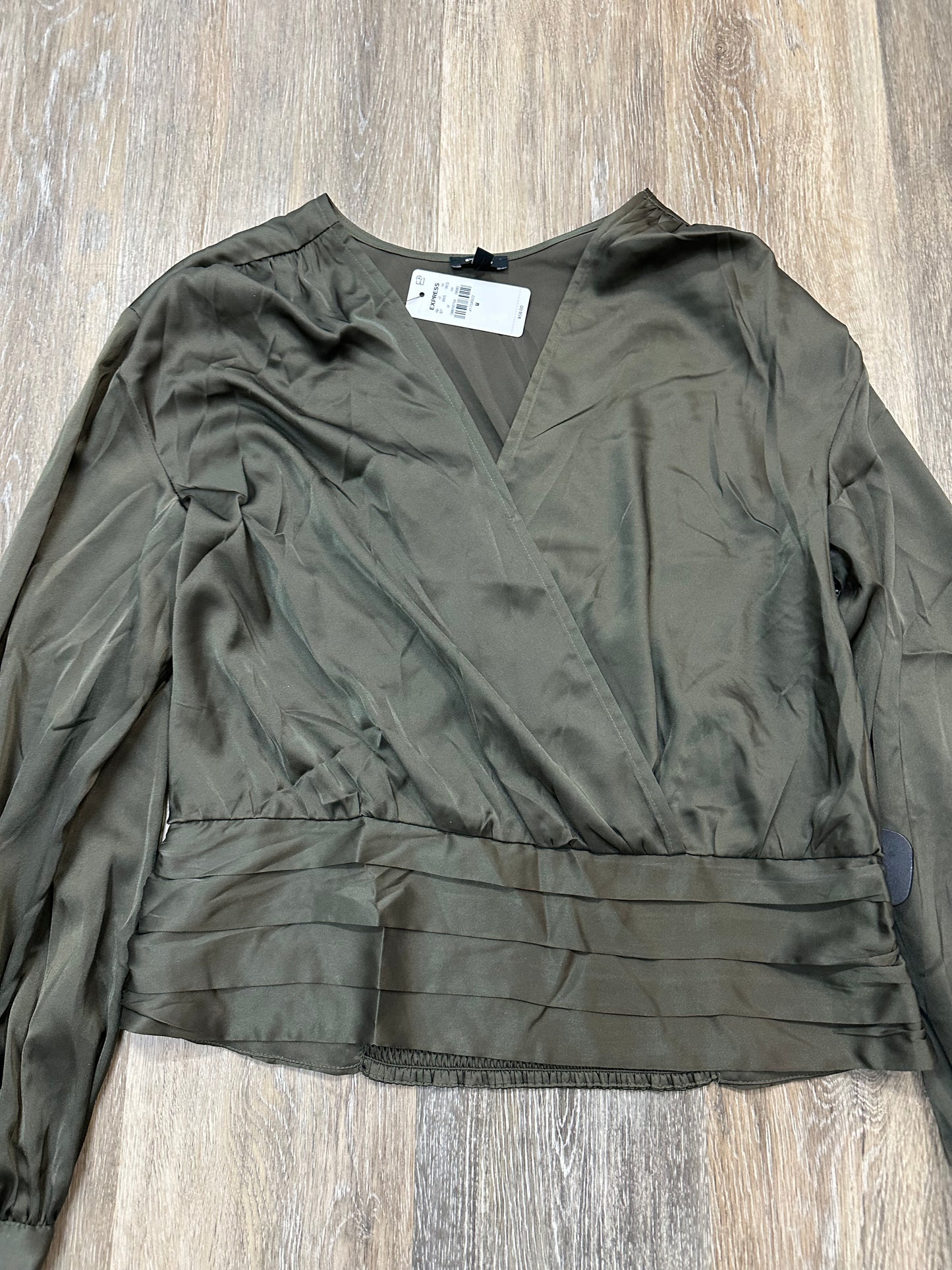 Blouse Long Sleeve By Express In Green, Size: M