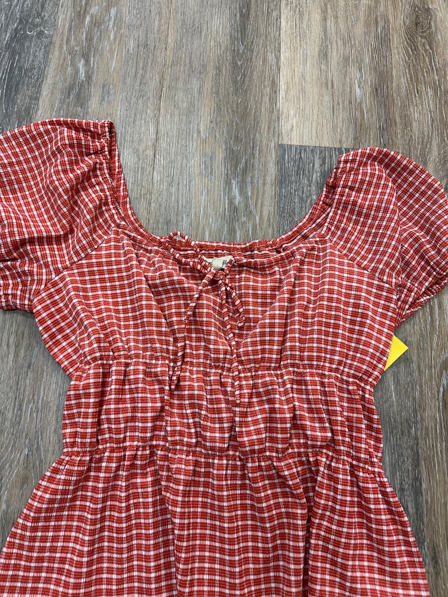 Blouse Short Sleeve By Madewell In Plaid Pattern, Size: L