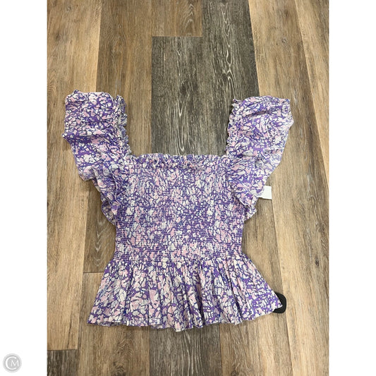 Blouse Short Sleeve By Love the Label In Purple, Size: M