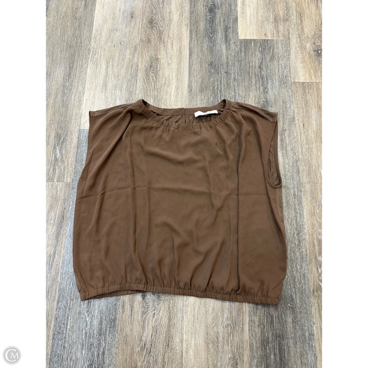 Top Short Sleeve By Loft In Brown, Size: L