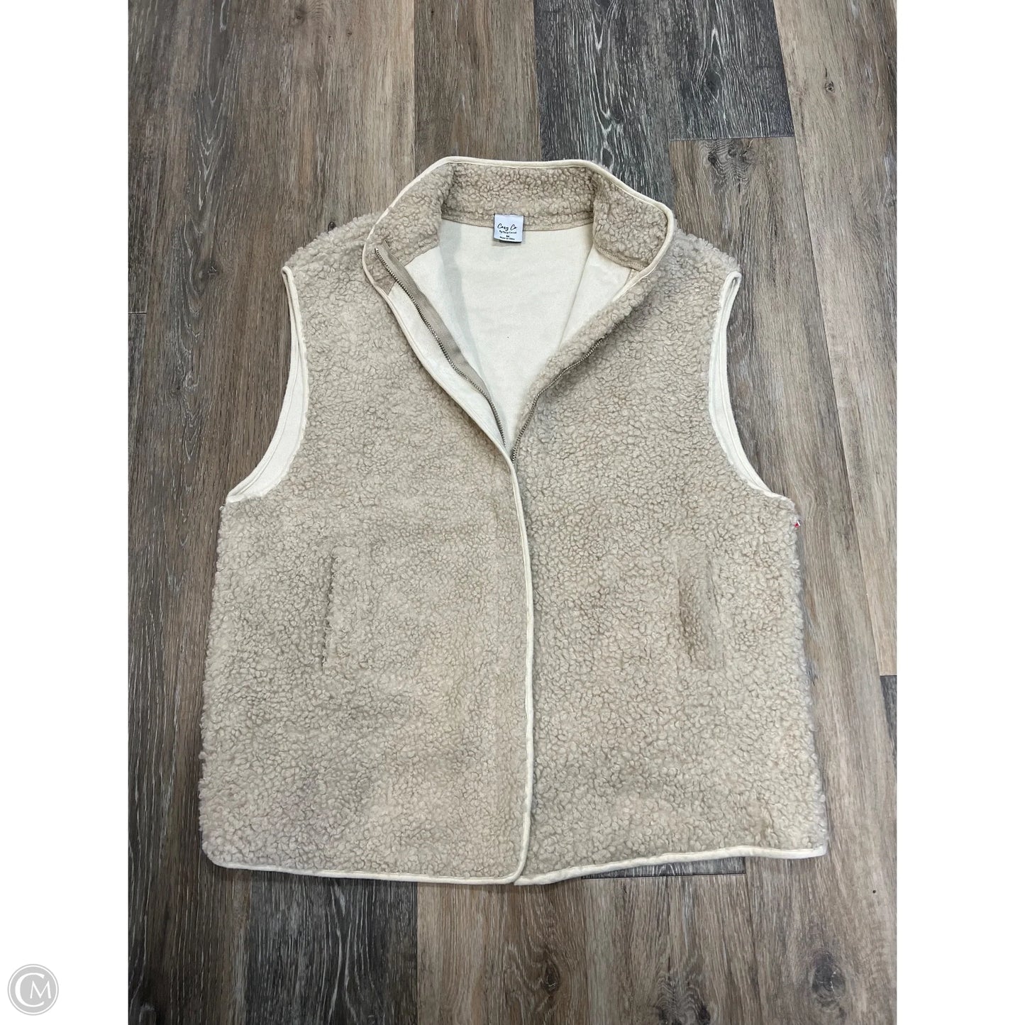 Vest Faux Fur & Sherpa By Cozy Casual In Cream, Size: M