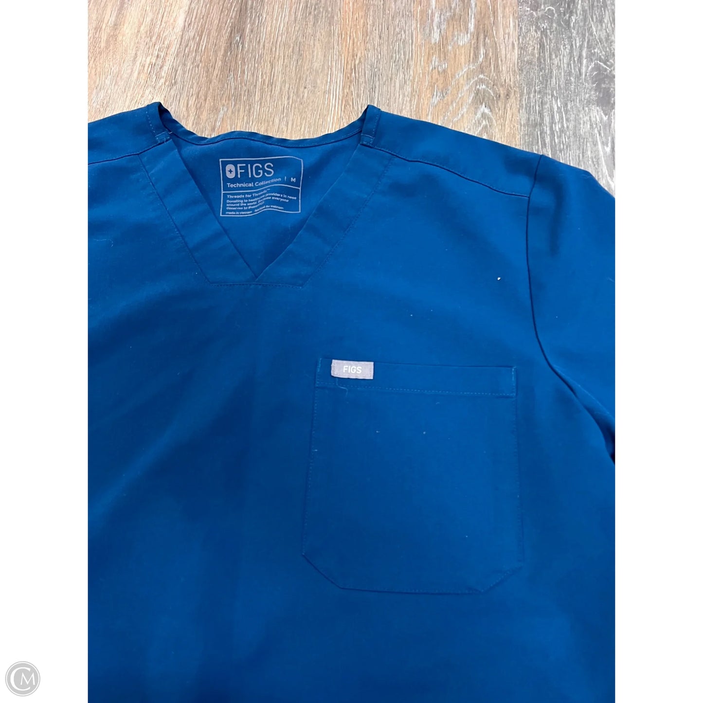 Scrub Top Short Sleeve By Figs In Teal, Size: M
